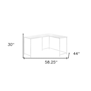 Homeroots 58" White Wood And Metal Corner Computer Desk - Stylish Space-saving Design For Home Office Comfort   489867