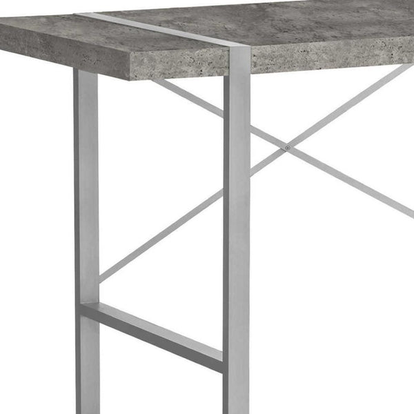 HomeRoots 49" Gray and Silver Computer Desk - Stylish Executive Workspace with Durable Design & Ergonomic Comfort 489869