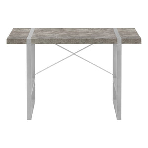 HomeRoots 49" Gray and Silver Computer Desk - Stylish Executive Workspace with Durable Design & Ergonomic Comfort 489869