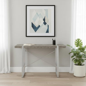 HomeRoots 49" Gray and Silver Computer Desk - Stylish Executive Workspace with Durable Design & Ergonomic Comfort 489869
