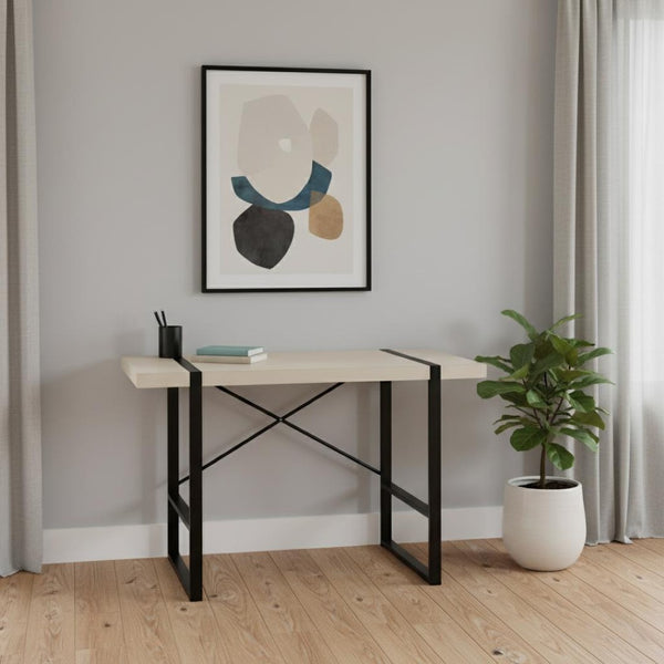 HomeRoots 49" Stylish Taupe and Black Computer Desk - Modern Industrial Design for Home Office Productivity 489870