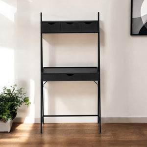 Homeroots 32" Black Computer Desk With Four Drawers   489872