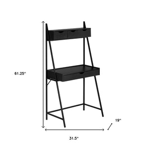 HomeRoots 32" Sleek Black Computer Desk with 4 Drawers for Organized Storage – Ideal for Home or Office Use 489872