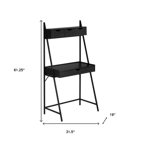 HomeRoots 32" Sleek Black Computer Desk with 4 Drawers for Organized Storage – Ideal for Home or Office Use 489872