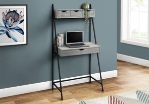 Homeroots 32" Gray And Black Wood And Metal Sled Desk - Stylish, Durable, & Functional With 4 Storage Drawers!   489873