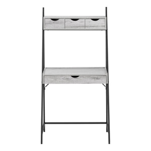 HomeRoots 32" Gray and Black Sled Computer Desk - Modern Wood and Metal Design with 4 Drawers for Small Spaces 489873