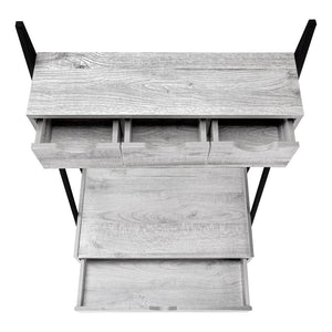 HomeRoots 32" Gray and Black Sled Computer Desk - Modern Wood and Metal Design with 4 Drawers for Small Spaces 489873