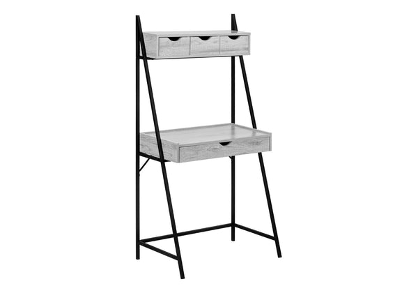 HomeRoots 32" Gray and Black Sled Computer Desk - Modern Wood and Metal Design with 4 Drawers for Small Spaces 489873