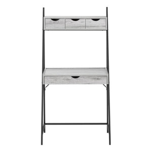 Homeroots 32" Gray And Black Wood And Metal Sled Desk - Stylish, Durable, & Functional With 4 Storage Drawers!   489873