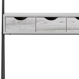 HomeRoots 32" Gray and Black Sled Computer Desk - Modern Wood and Metal Design with 4 Drawers for Small Spaces 489873