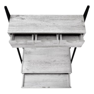 Homeroots 32" Gray And Black Wood And Metal Sled Desk - Stylish, Durable, & Functional With 4 Storage Drawers!   489873