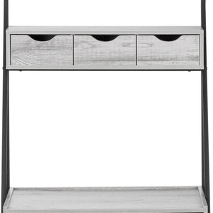 HomeRoots 32" Gray and Black Sled Computer Desk - Modern Wood and Metal Design with 4 Drawers for Small Spaces 489873