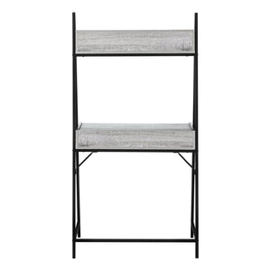 Homeroots 32" Gray And Black Wood And Metal Sled Desk - Stylish, Durable, & Functional With 4 Storage Drawers!   489873