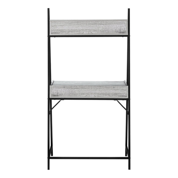 Homeroots 32" Gray And Black Wood And Metal Sled Desk - Stylish, Durable, & Functional With 4 Storage Drawers!   489873