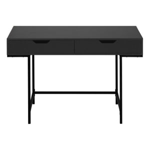 Homeroots 47" Black Wood And Metal H-shape Desk With Dual Drawers - Stylish Executive Office Furniture Solution   489874