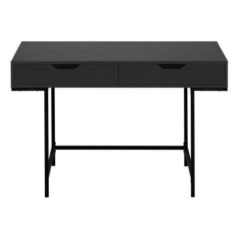 Homeroots 47" Black Wood And Metal H-shape Desk With Dual Drawers - Stylish Executive Office Furniture Solution   489874