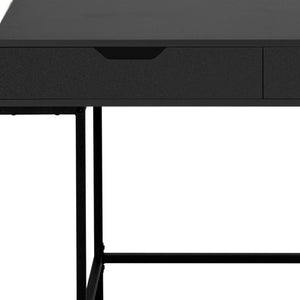 HomeRoots 47" Black Wood and Metal H-Shape Computer Desk – Modern, Durable & Space-Saving with 2 Drawers 489874