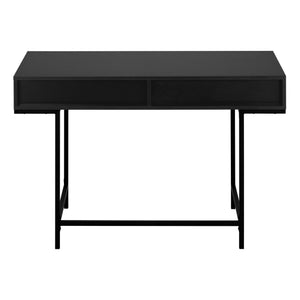 Homeroots 47" Black Wood And Metal H-shape Desk With Dual Drawers - Stylish Executive Office Furniture Solution   489874