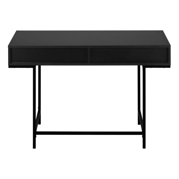Homeroots 47" Black Wood And Metal H-shape Desk With Dual Drawers - Stylish Executive Office Furniture Solution   489874