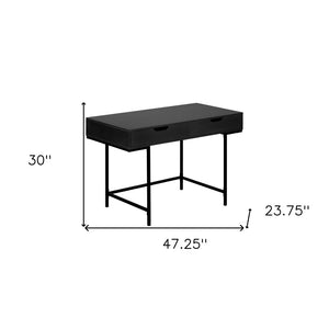 Homeroots 47" Black Wood And Metal H-shape Desk With Dual Drawers - Stylish Executive Office Furniture Solution   489874