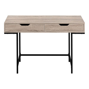 HomeRoots 47" Taupe and Black H-Shape Computer Desk with Drawers - Stylish, Sturdy Design for Home Office Use 489875