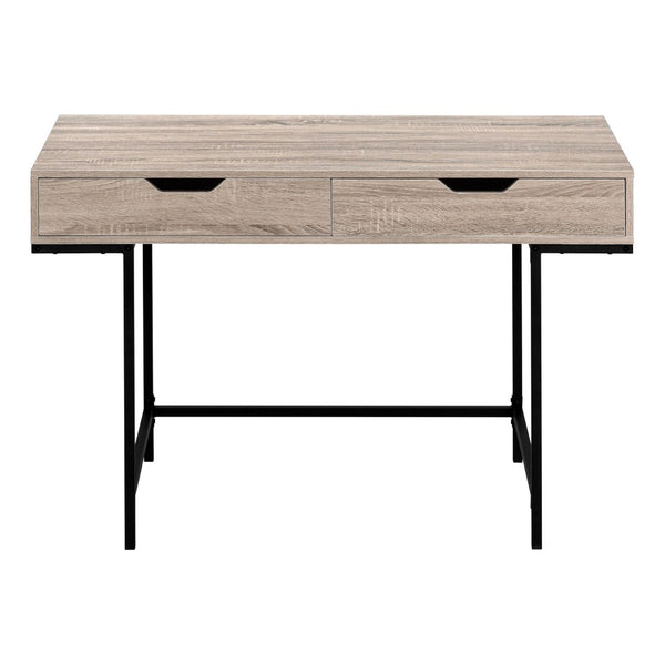 HomeRoots 47" Taupe and Black H-Shape Computer Desk with Drawers - Stylish, Sturdy Design for Home Office Use 489875