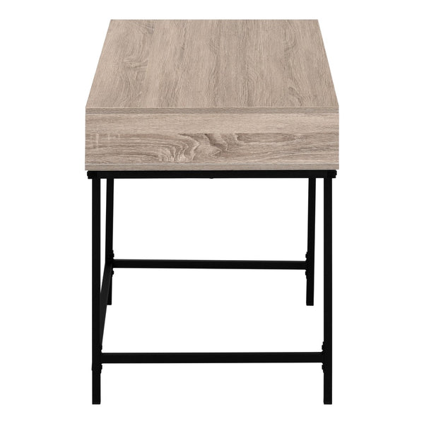 HomeRoots 47" Taupe and Black H-Shape Computer Desk with Drawers - Stylish, Sturdy Design for Home Office Use 489875