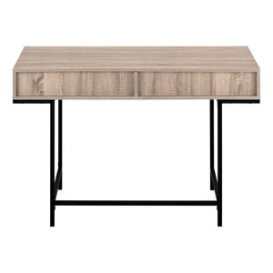 HomeRoots 47" Taupe and Black H-Shape Computer Desk with Drawers - Stylish, Sturdy Design for Home Office Use 489875