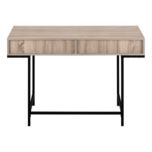 HomeRoots 47" Taupe and Black H-Shape Computer Desk with Drawers - Stylish, Sturdy Design for Home Office Use 489875