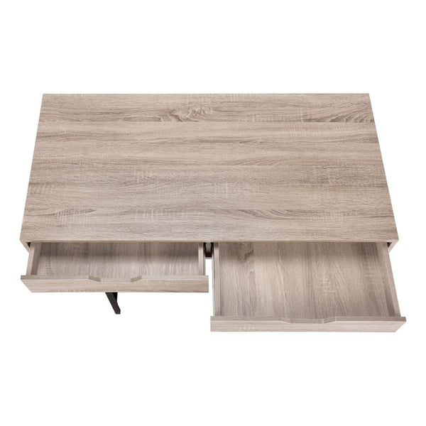 HomeRoots 47" Taupe and Black H-Shape Computer Desk with Drawers - Stylish, Sturdy Design for Home Office Use 489875