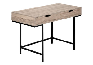 HomeRoots 47" Taupe and Black H-Shape Computer Desk with Drawers - Stylish, Sturdy Design for Home Office Use 489875
