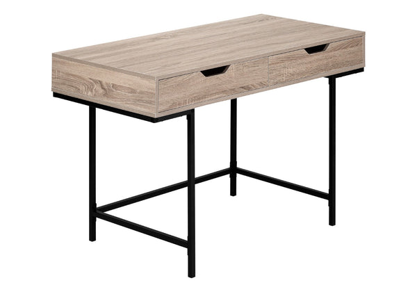 HomeRoots 47" Taupe and Black H-Shape Computer Desk with Drawers - Stylish, Sturdy Design for Home Office Use 489875