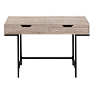 Homeroots 47" Taupe And Black Wood & Metal H-shape Desk With Two Drawers - Stylish, Sturdy, Space-saving Solution   489875