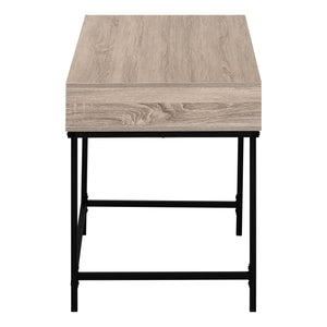 Homeroots 47" Taupe And Black Wood & Metal H-shape Desk With Two Drawers - Stylish, Sturdy, Space-saving Solution   489875