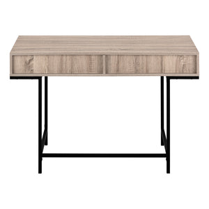 Homeroots 47" Taupe And Black Wood & Metal H-shape Desk With Two Drawers - Stylish, Sturdy, Space-saving Solution   489875