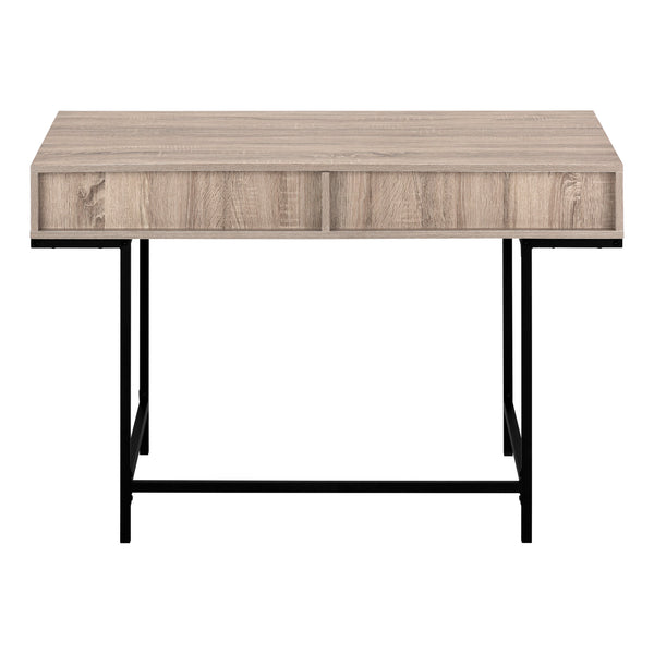 Homeroots 47" Taupe And Black Wood & Metal H-shape Desk With Two Drawers - Stylish, Sturdy, Space-saving Solution   489875