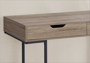 Homeroots 47" Taupe And Black Wood & Metal H-shape Desk With Two Drawers - Stylish, Sturdy, Space-saving Solution   489875