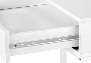 HomeRoots 47" Modern H-Shape Computer Desk in White Wood & Metal with Two Drawers for Stylish Home Offices 489876