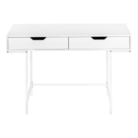 Homeroots 47" White Wood And Metal H-shape Computer Desk With Drawers - Stylish, Durable, And Space-saving!   489876