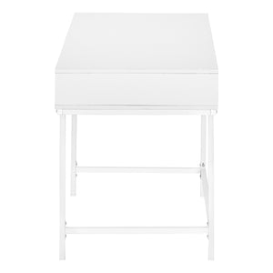 Homeroots 47" White Wood And Metal H-shape Computer Desk With Drawers - Stylish, Durable, And Space-saving!   489876