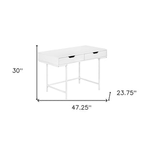 Homeroots 47" White Wood And Metal H-shape Computer Desk With Drawers - Stylish, Durable, And Space-saving!   489876