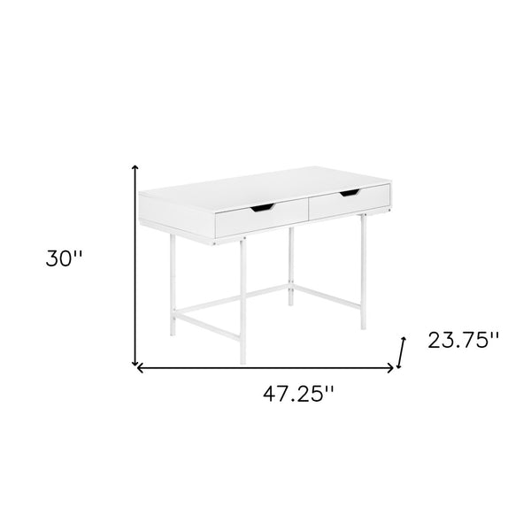 Homeroots 47" White Wood And Metal H-shape Computer Desk With Drawers - Stylish, Durable, And Space-saving!   489876