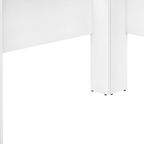 HomeRoots 47" White Wood Corner Computer Desk – Modern Design with Open Shelving for Home Office or Bedroom Use 489877