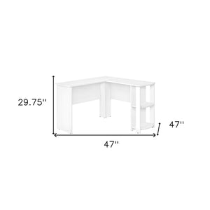 Homeroots 47" White Wood Corner Computer Desk - Maximize Space With Stylish Design For Home Office & Living Room   489877