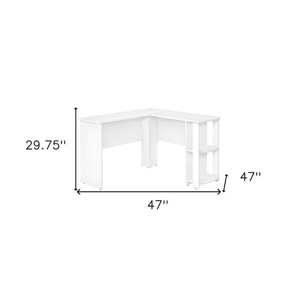 Homeroots 47" White Wood Corner Computer Desk - Maximize Space With Stylish Design For Home Office & Living Room   489877