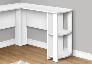 HomeRoots 47" White Wood Corner Computer Desk – Modern Design with Open Shelving for Home Office or Bedroom Use 489877