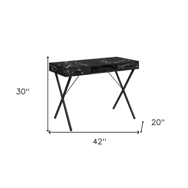 Homeroots 42" Black And White And Black Computer Desk With Two Drawers   489879