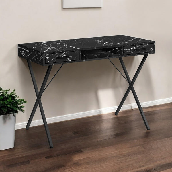 Homeroots 42" Black And White And Black Computer Desk With Two Drawers   489879