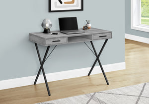 HomeRoots 42" Modern Gray and Black Computer Desk with Drawers – Compact, Stylish Design for Any Space 489880