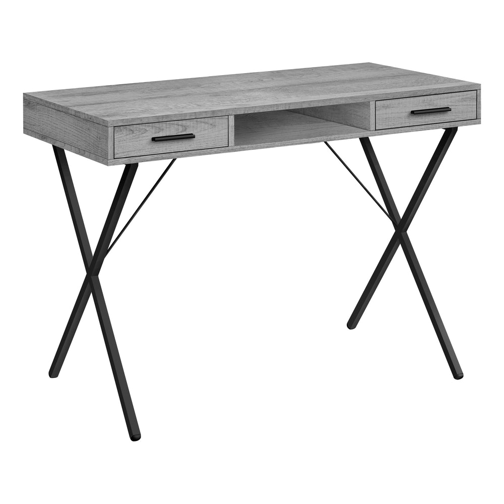 Homeroots 42" Gray And Black Computer Desk With Two Drawers   489880